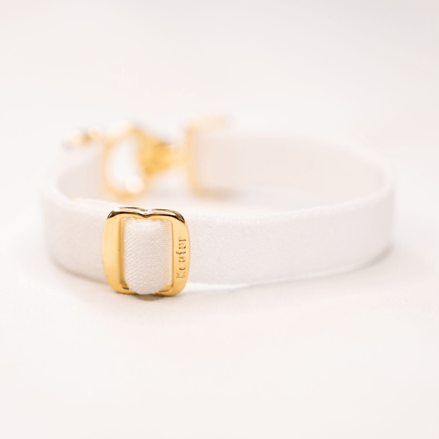 Bracelet Koutur doré et ruban blanc