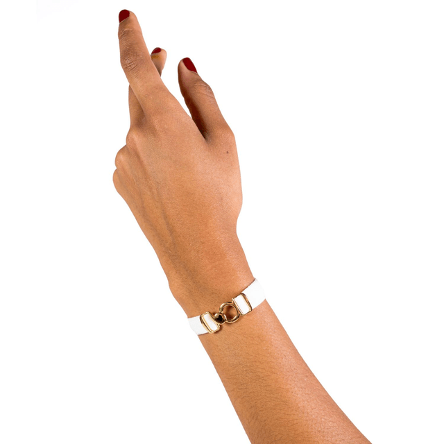 Bracelet Koutur doré et ruban blanc
