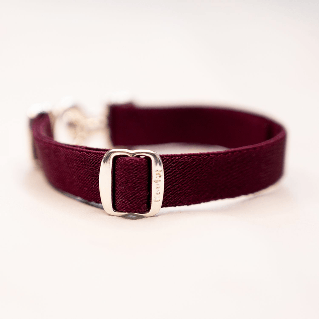Bracelet Koutur argenté et ruban bordeaux