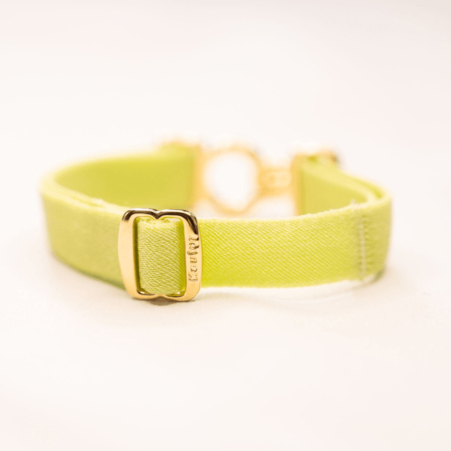 Bracelet Koutur doré et ruban anis