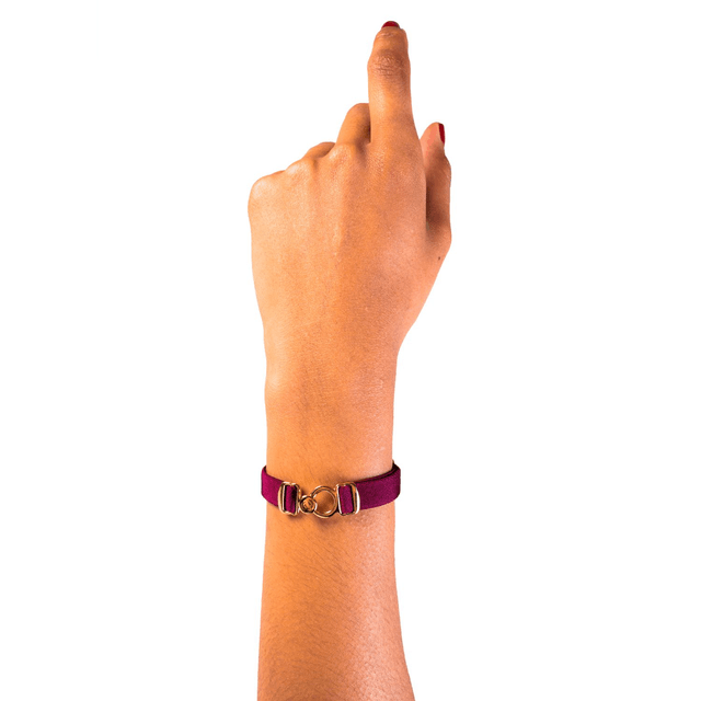 Bracelet Koutur doré et ruban bordeaux